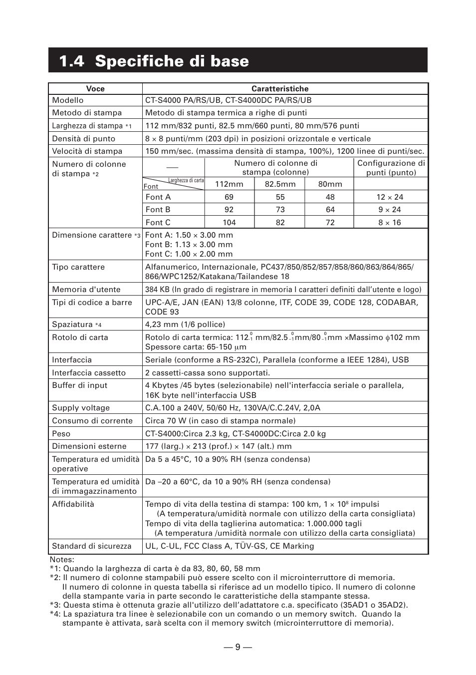 4 specifiche di base | CITIZEN CT-S4000DC User Manual | Page 90 / 136