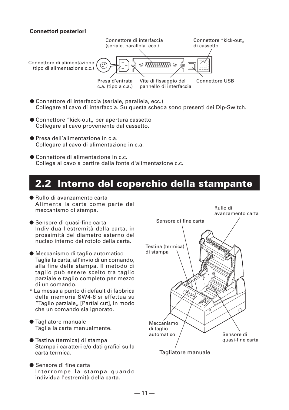 2 interno del coperchio della stampante | CITIZEN CT-S4000DC User Manual | Page 92 / 136