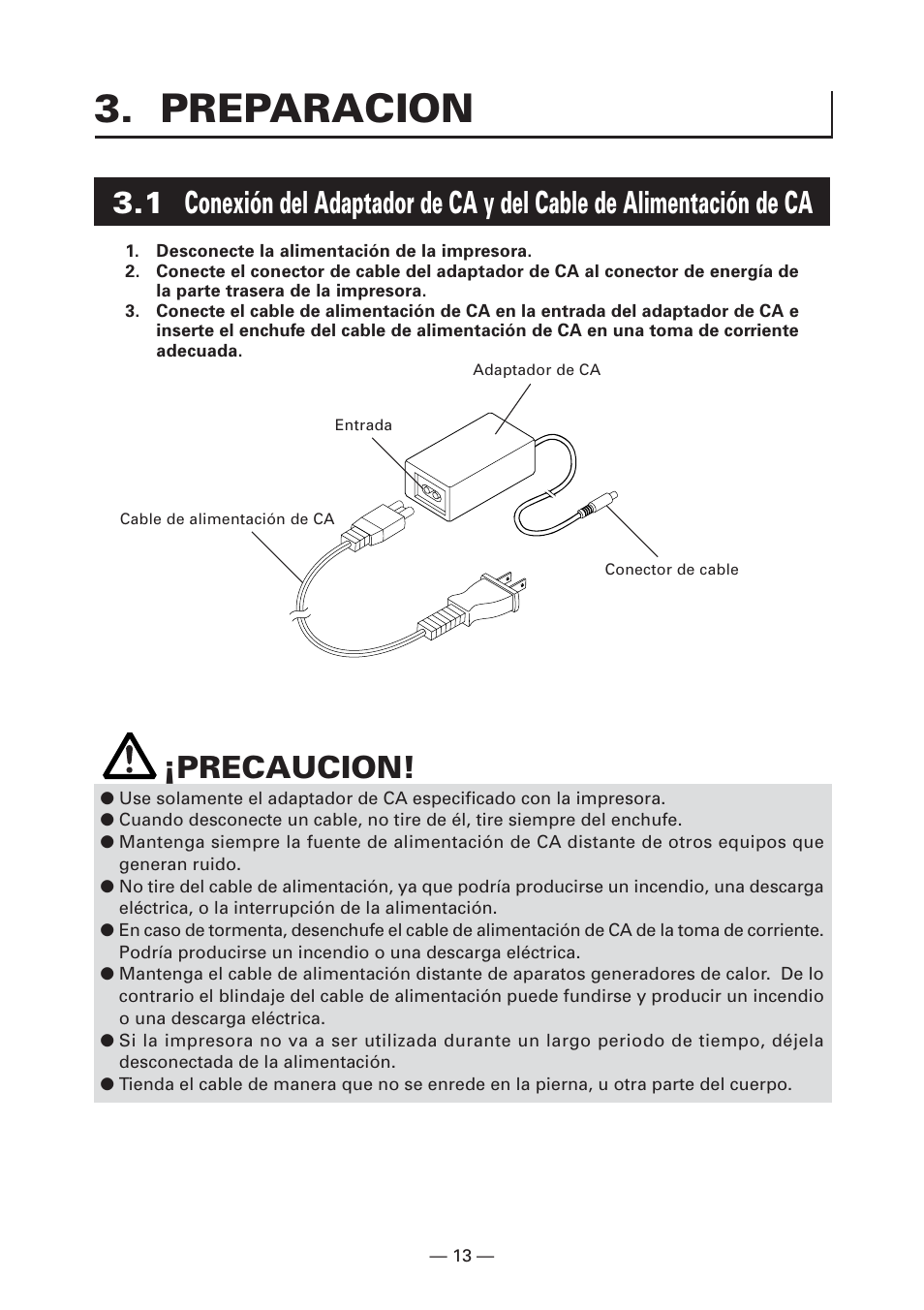 Preparacion, Precaucion | CITIZEN CT-S281 User Manual | Page 128 / 144