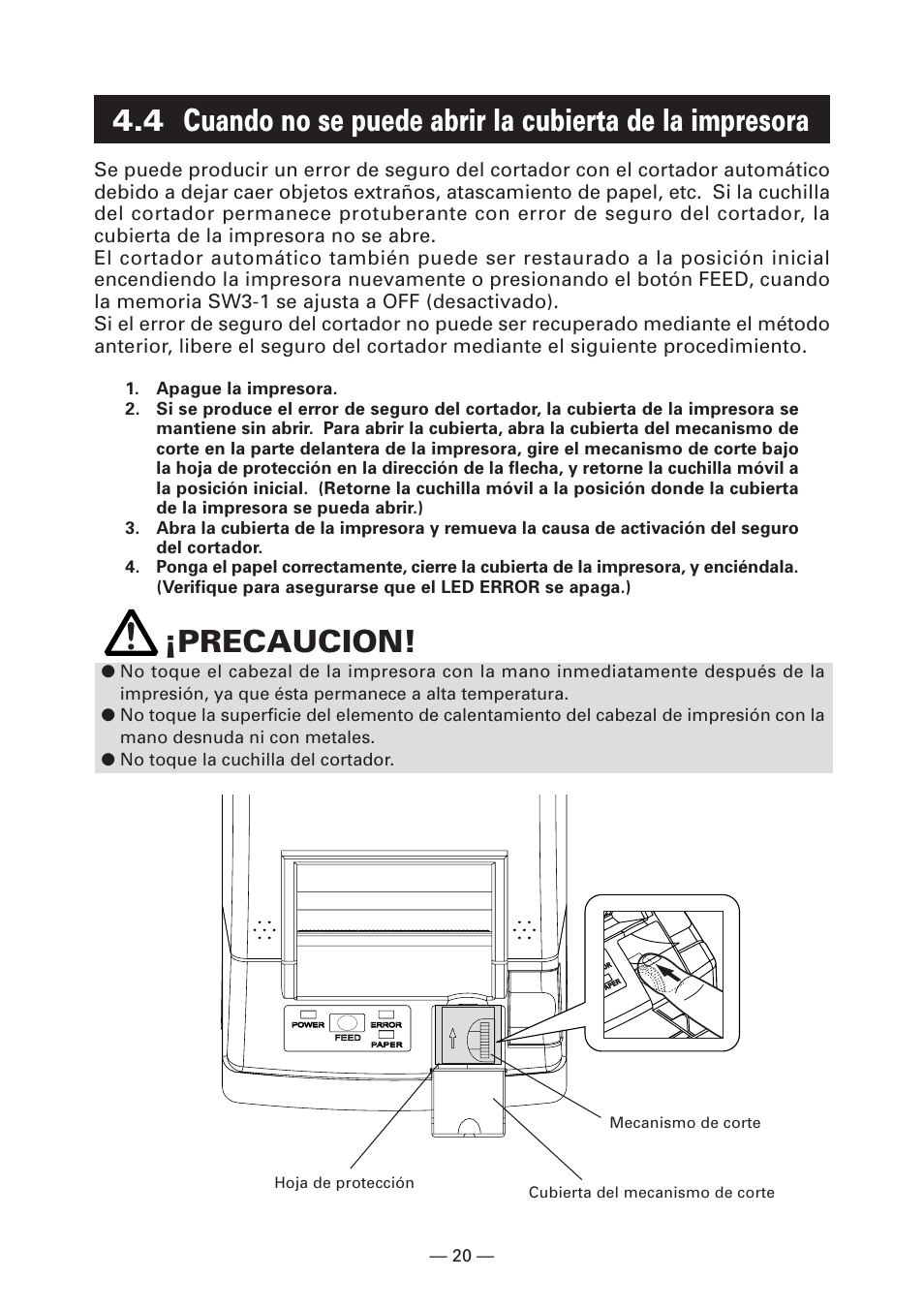 Precaucion | CITIZEN CT-S281 User Manual | Page 135 / 144