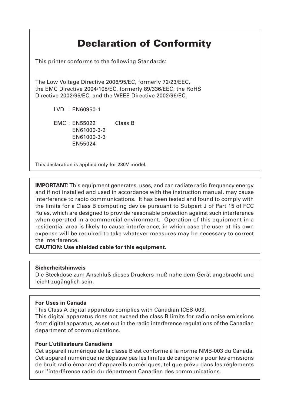 Declaration of conformity | CITIZEN CT-S281 User Manual | Page 2 / 144
