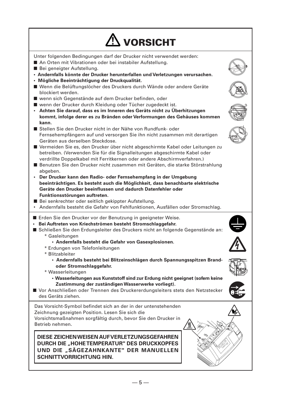 Vorsicht | CITIZEN CT-S281 User Manual | Page 64 / 144