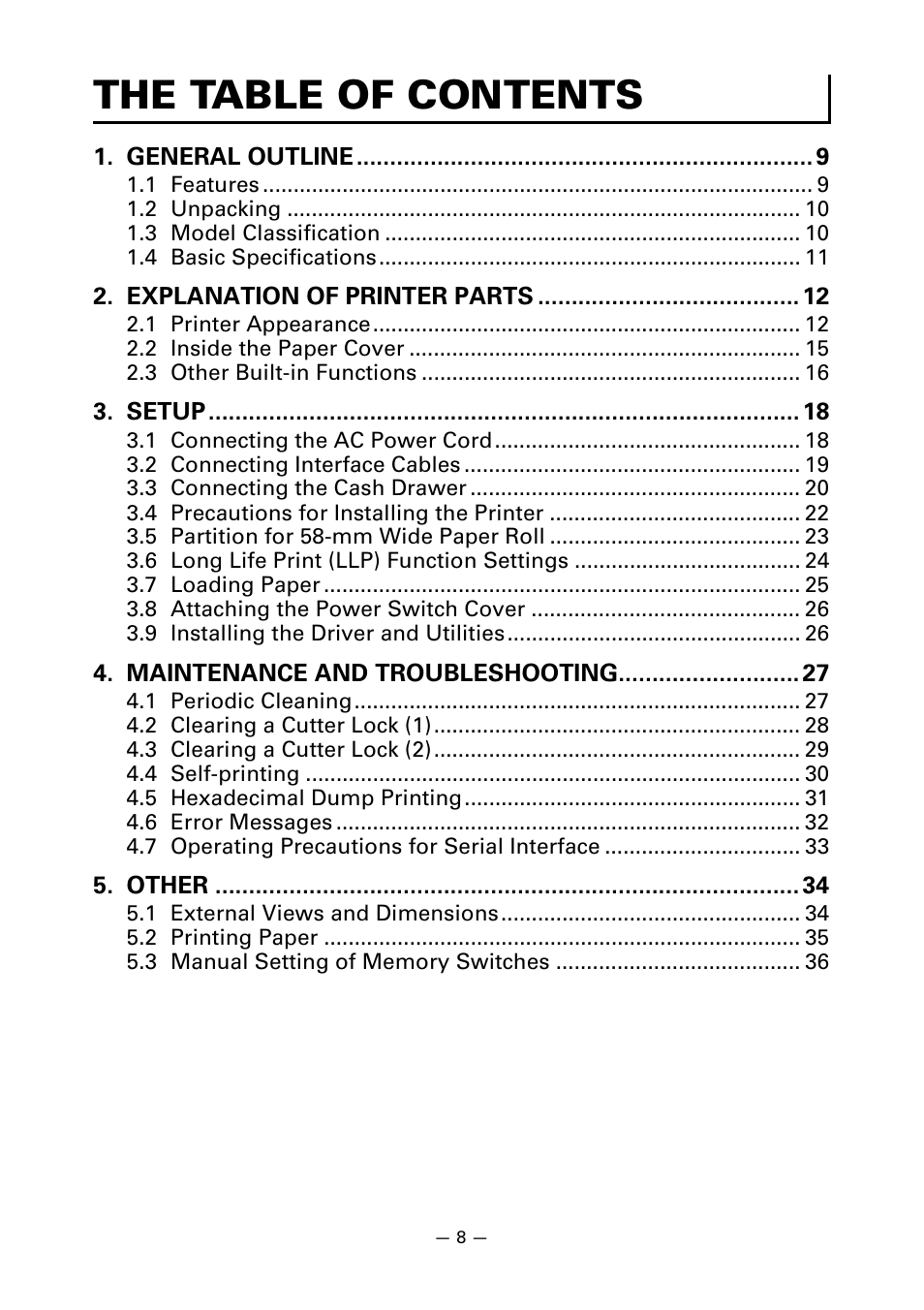 The table of contents | CITIZEN CT-S310II User Manual | Page 11 / 44