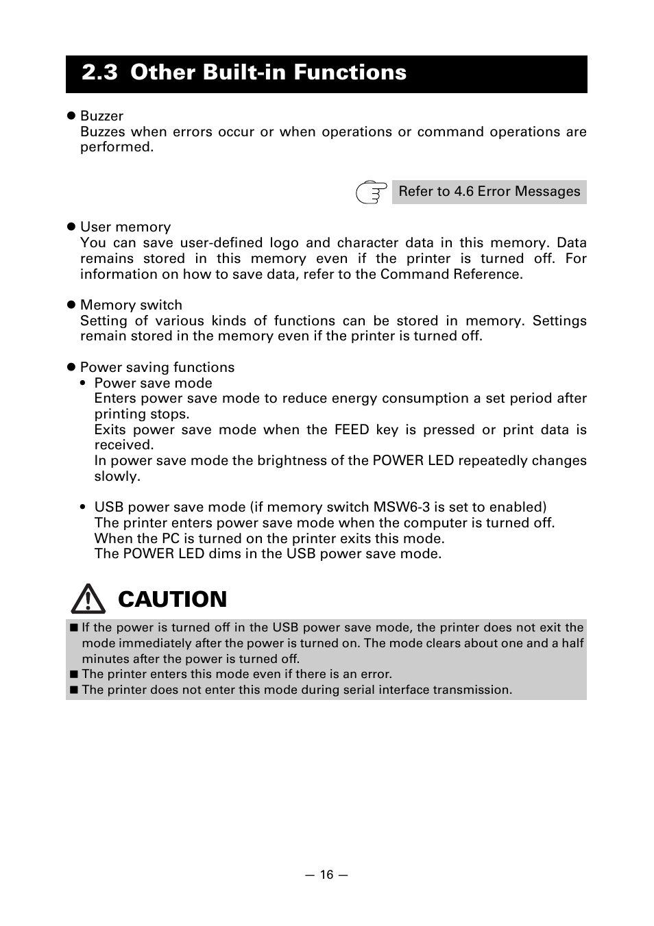 3 other built-in functions, Caution | CITIZEN CT-S310II User Manual | Page 19 / 44