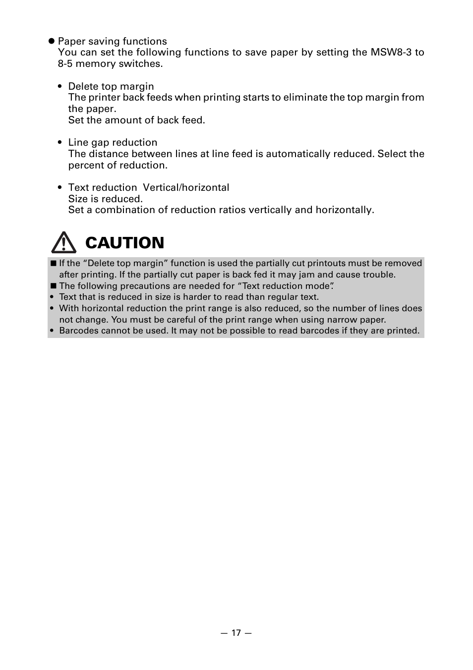 Caution | CITIZEN CT-S310II User Manual | Page 20 / 44