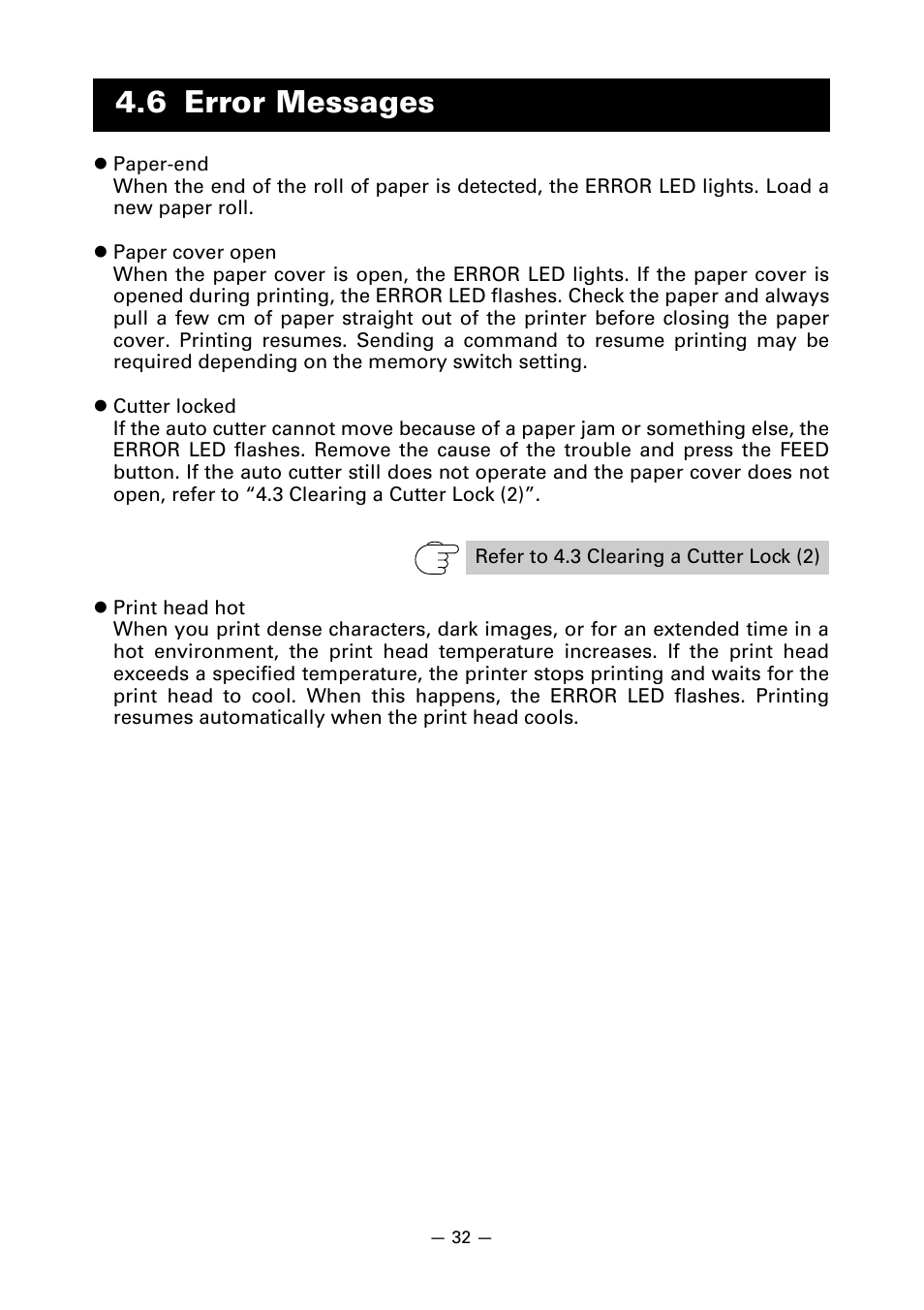 6 error messages | CITIZEN CT-S310II User Manual | Page 35 / 44