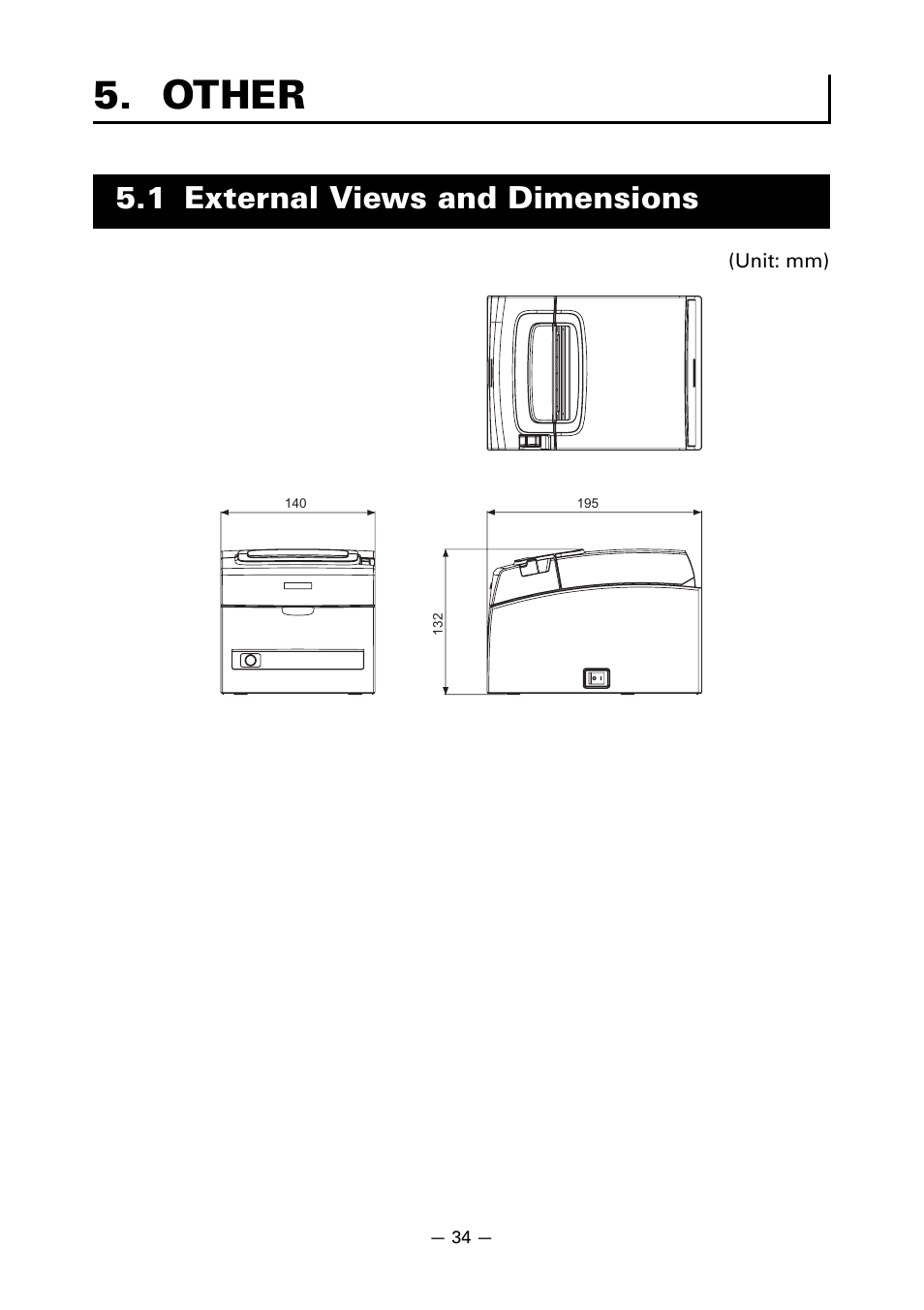 Other, 1 external views and dimensions | CITIZEN CT-S310II User Manual | Page 37 / 44