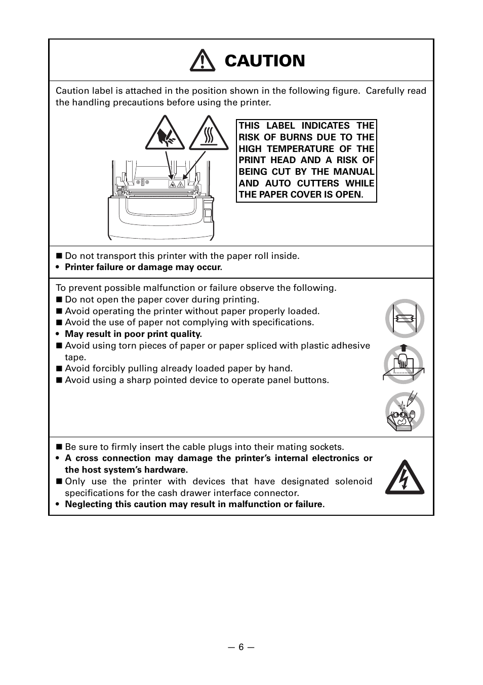 Caution | CITIZEN CT-S310II User Manual | Page 9 / 44