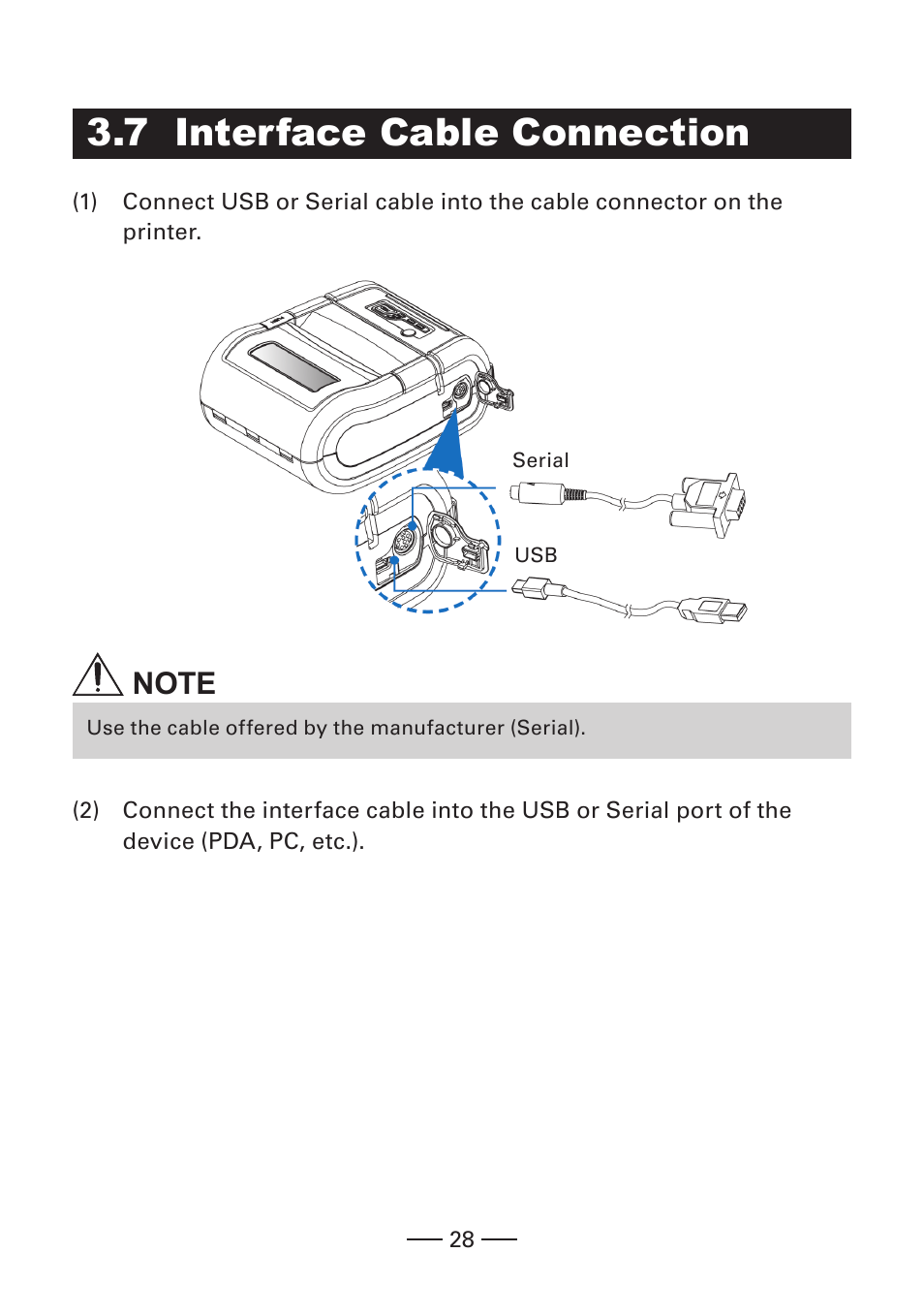 7 interface cable connection | CITIZEN CMP-30 User Manual | Page 28 / 33