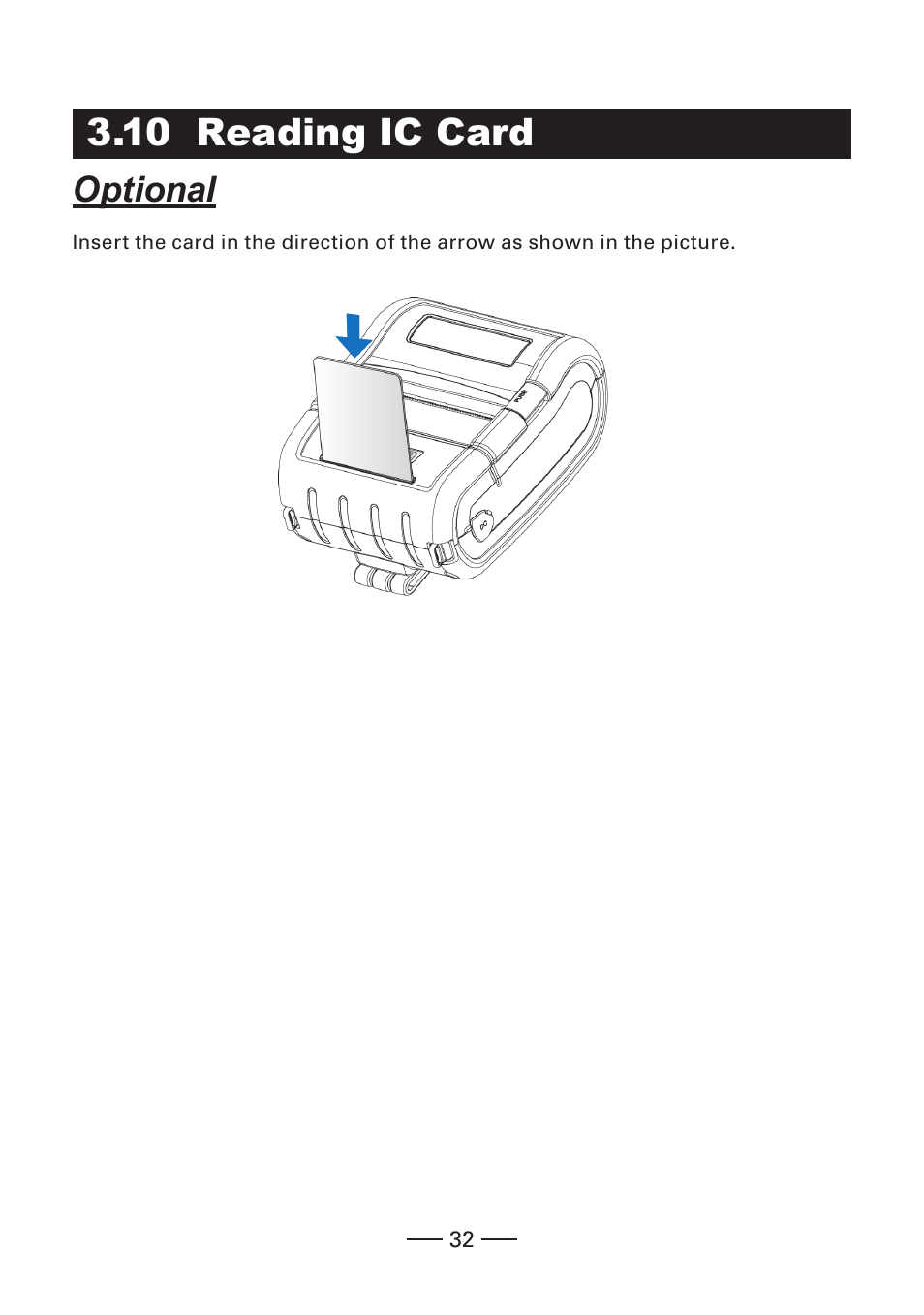 10 reading ic card, Optional | CITIZEN CMP-30 User Manual | Page 32 / 33
