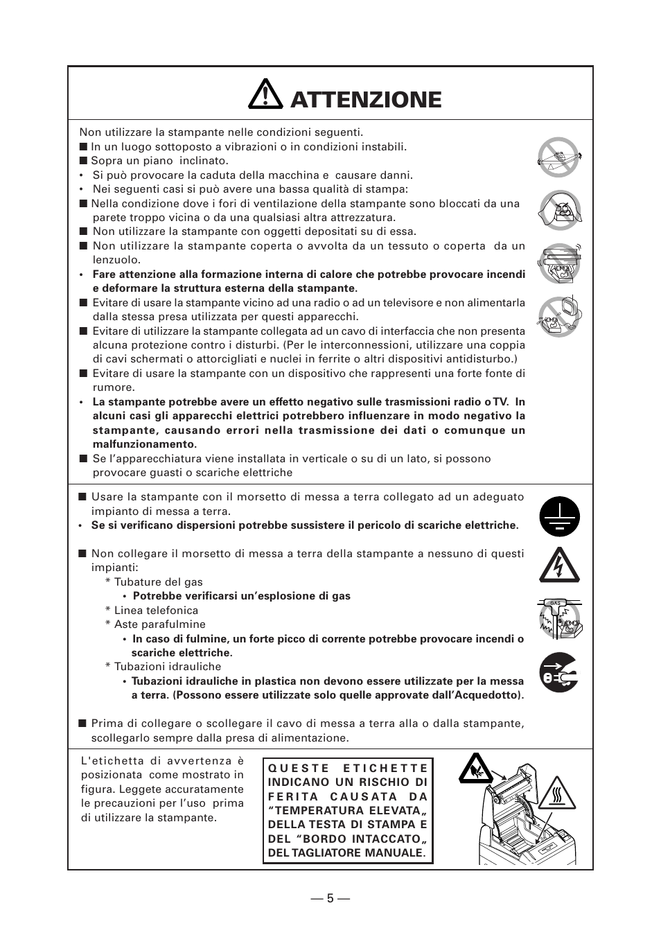 Attenzione | CITIZEN CT-S4000L User Manual | Page 101 / 160