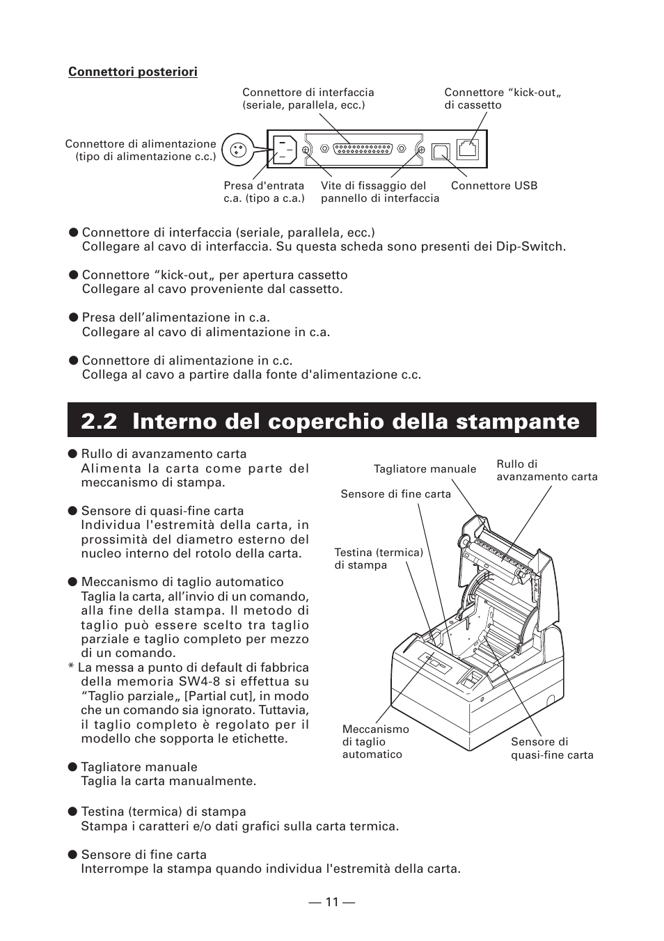 2 interno del coperchio della stampante | CITIZEN CT-S4000L User Manual | Page 107 / 160