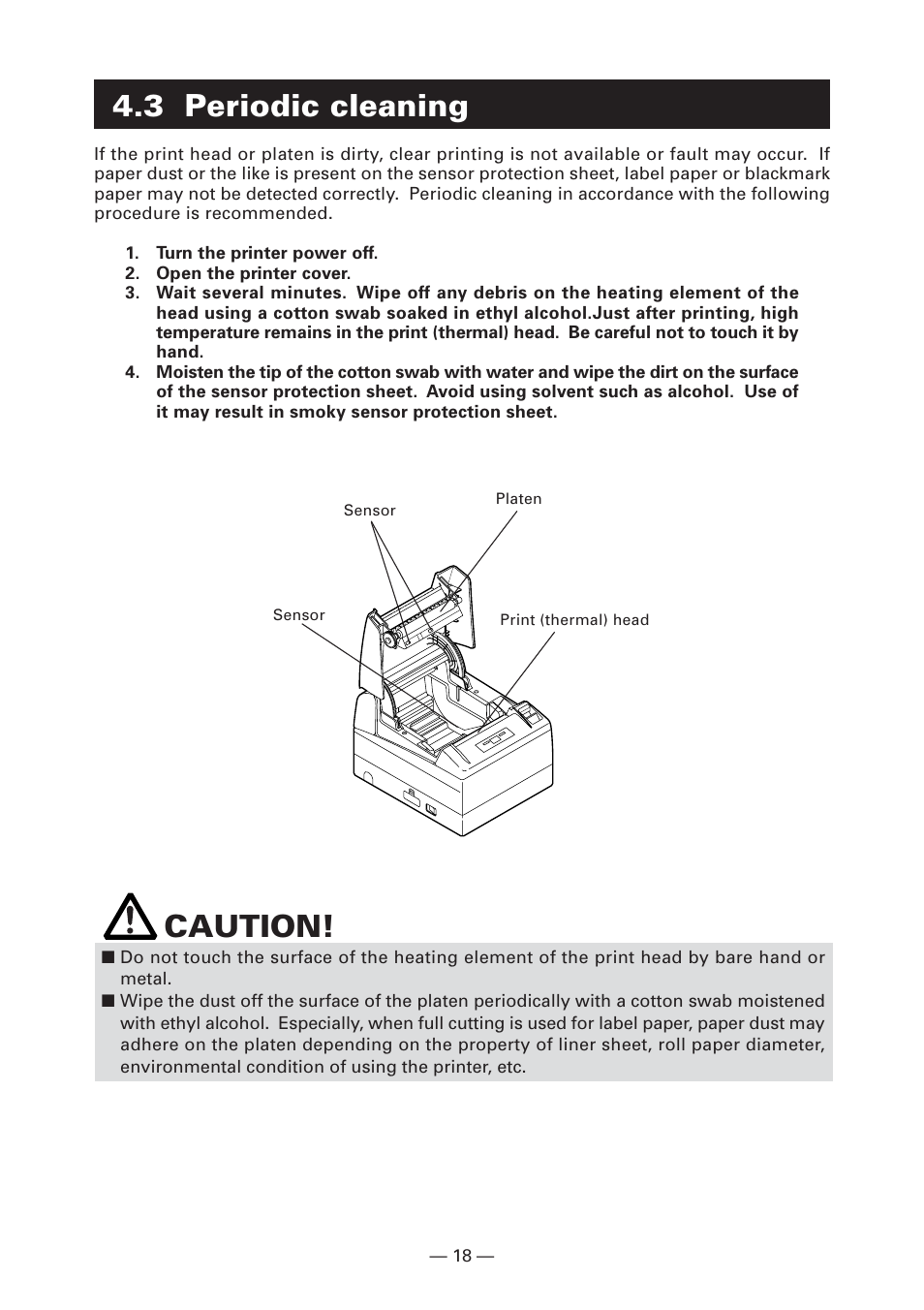 3 periodic cleaning, Caution | CITIZEN CT-S4000L User Manual | Page 21 / 160