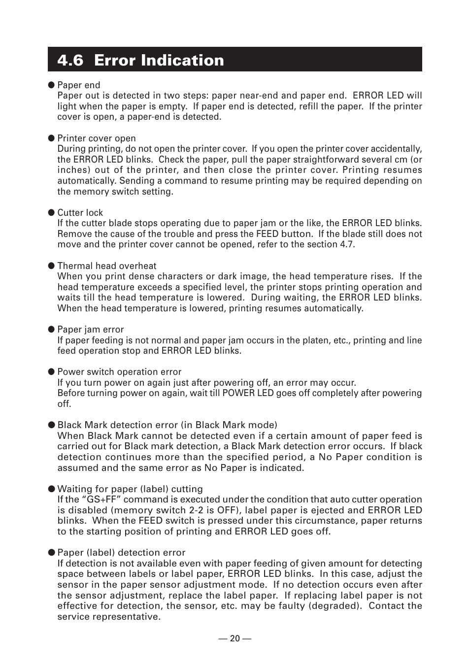 6 error indication | CITIZEN CT-S4000L User Manual | Page 23 / 160