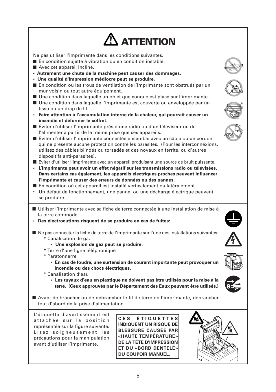 Attention | CITIZEN CT-S4000L User Manual | Page 39 / 160