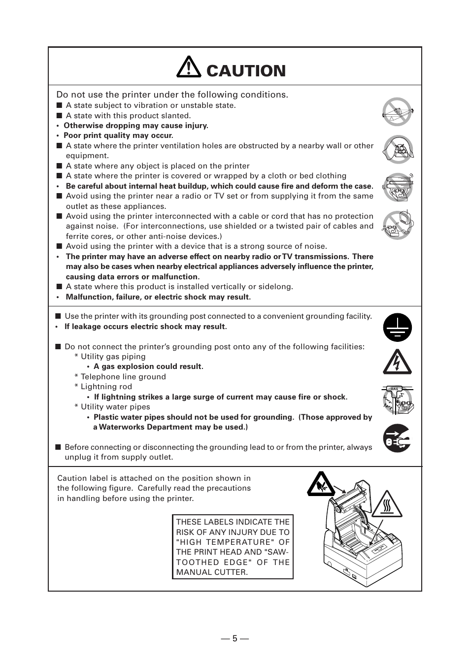 Caution | CITIZEN CT-S4000L User Manual | Page 8 / 160