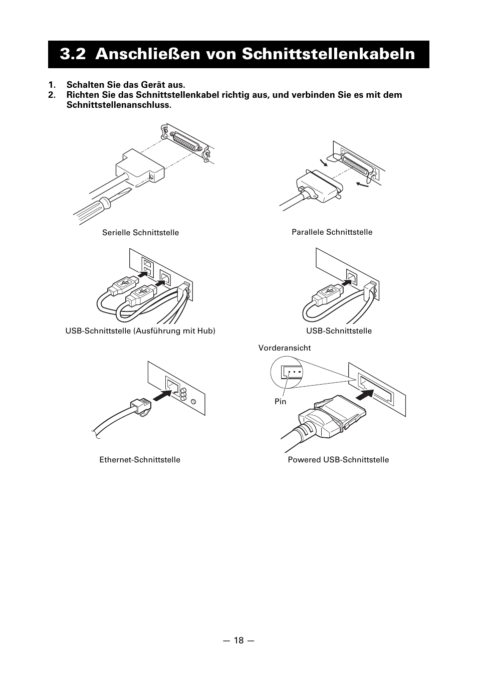 2 anschließen von schnittstellenkabeln | CITIZEN CT-S651 User Manual | Page 110 / 228
