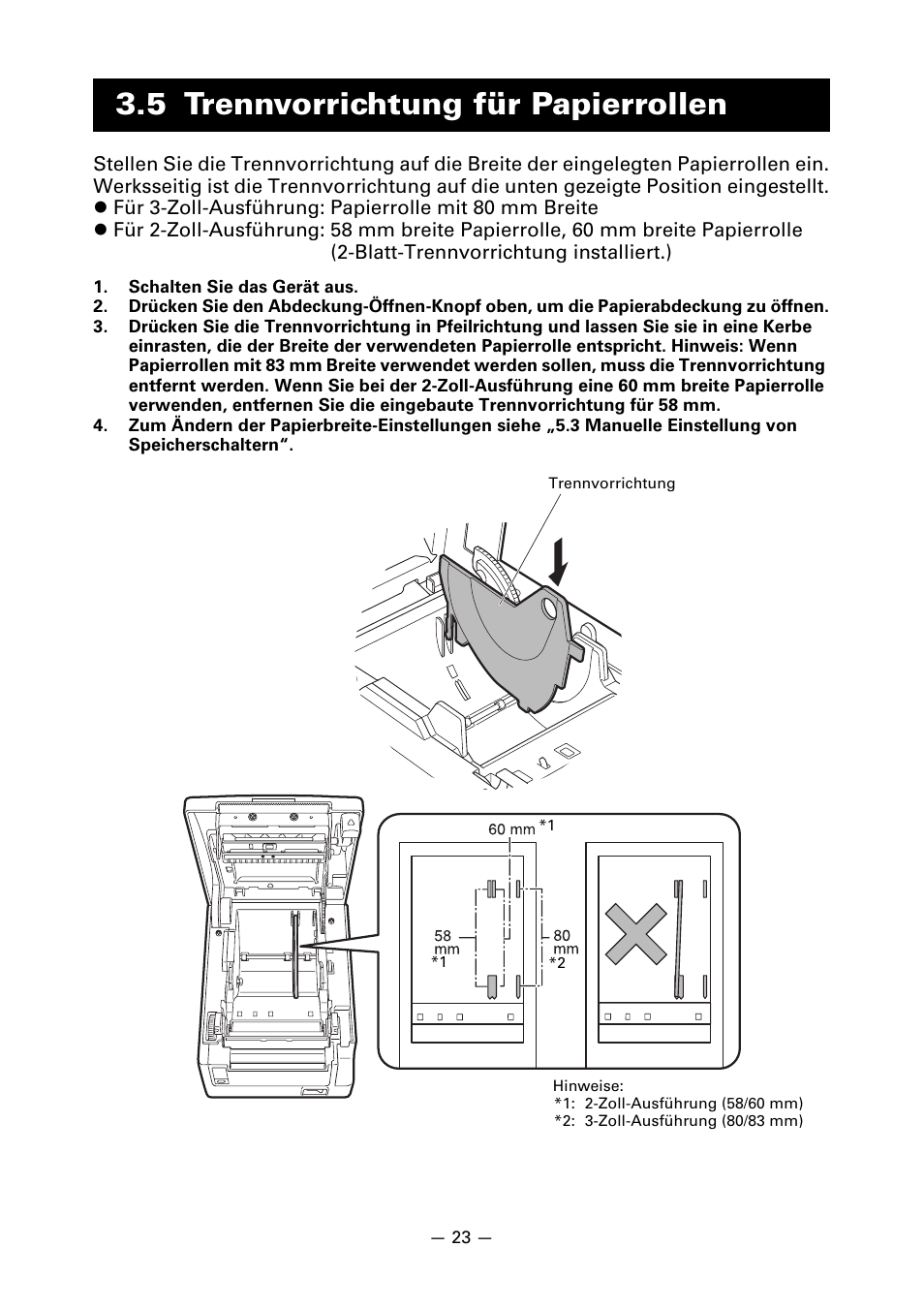 5 trennvorrichtung für papierrollen | CITIZEN CT-S651 User Manual | Page 115 / 228