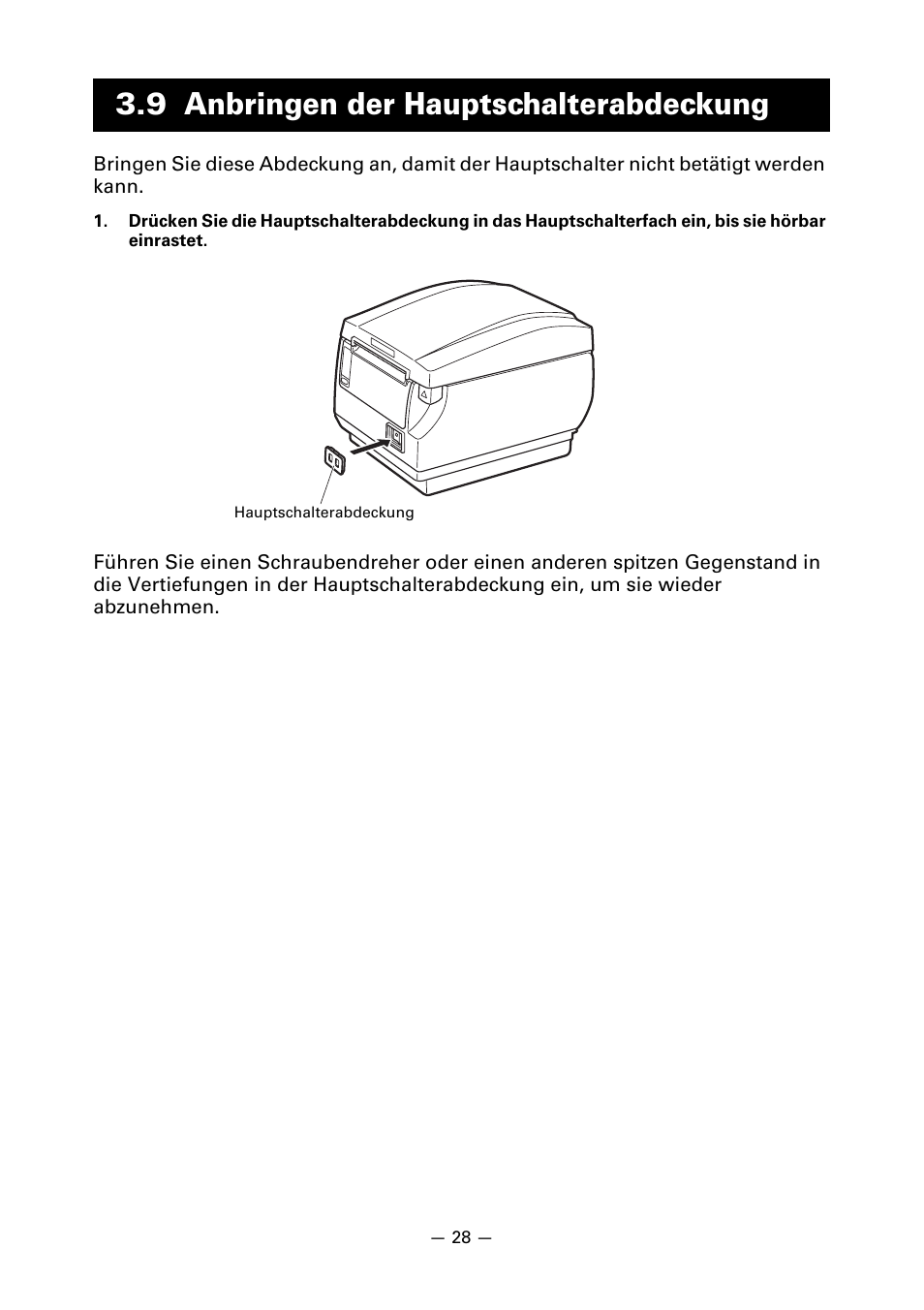 9 anbringen der hauptschalterabdeckung | CITIZEN CT-S651 User Manual | Page 120 / 228