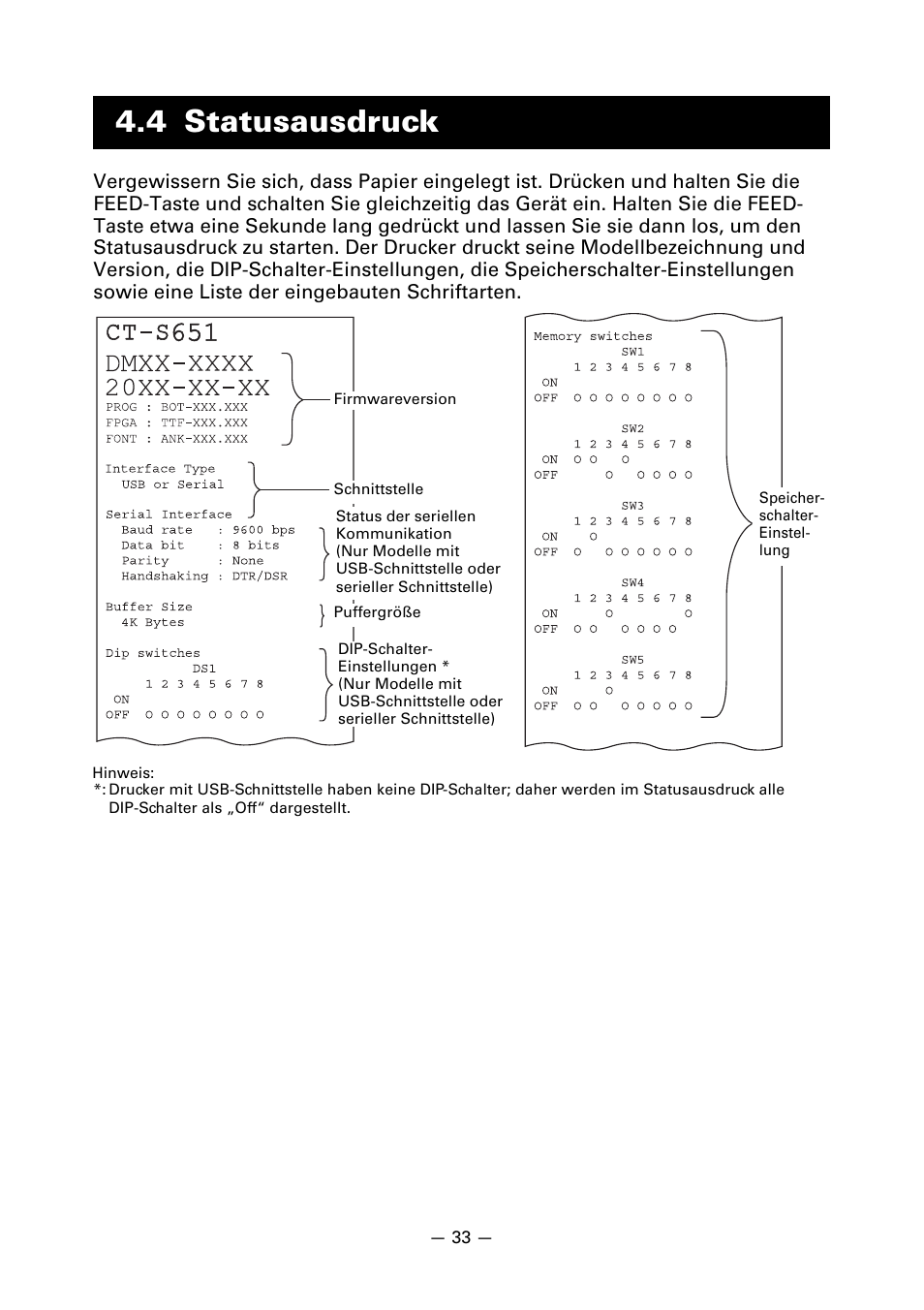 4 statusausdruck | CITIZEN CT-S651 User Manual | Page 125 / 228