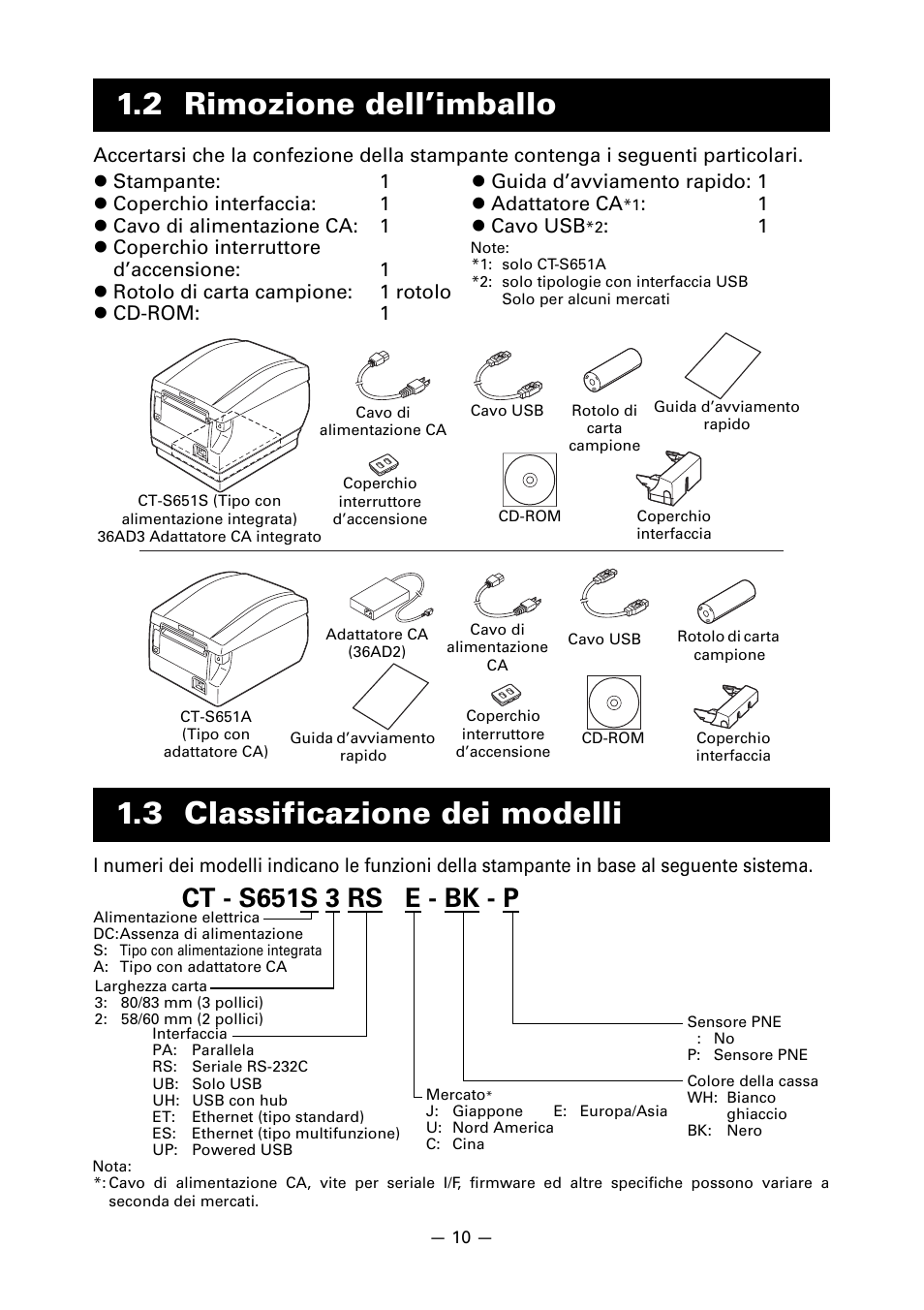 2 rimozione dell’imballo, 3 classificazione dei modelli, Ct - s651s 3 rs e - bk - p | CITIZEN CT-S651 User Manual | Page 147 / 228