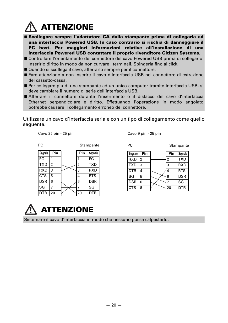 Attenzione | CITIZEN CT-S651 User Manual | Page 157 / 228