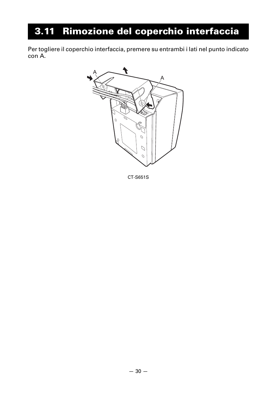 11 rimozione del coperchio interfaccia | CITIZEN CT-S651 User Manual | Page 167 / 228