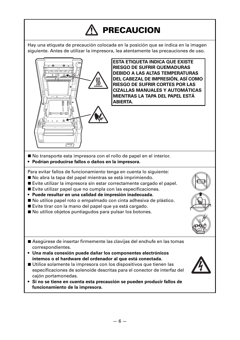 Precaucion | CITIZEN CT-S651 User Manual | Page 189 / 228