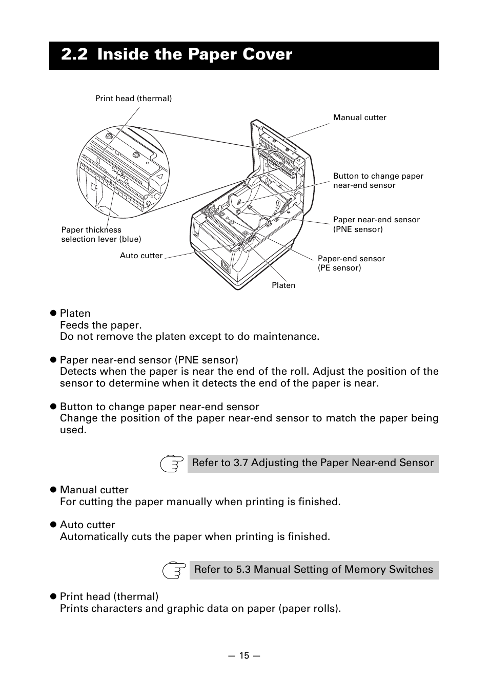 2 inside the paper cover | CITIZEN CT-S651 User Manual | Page 19 / 228