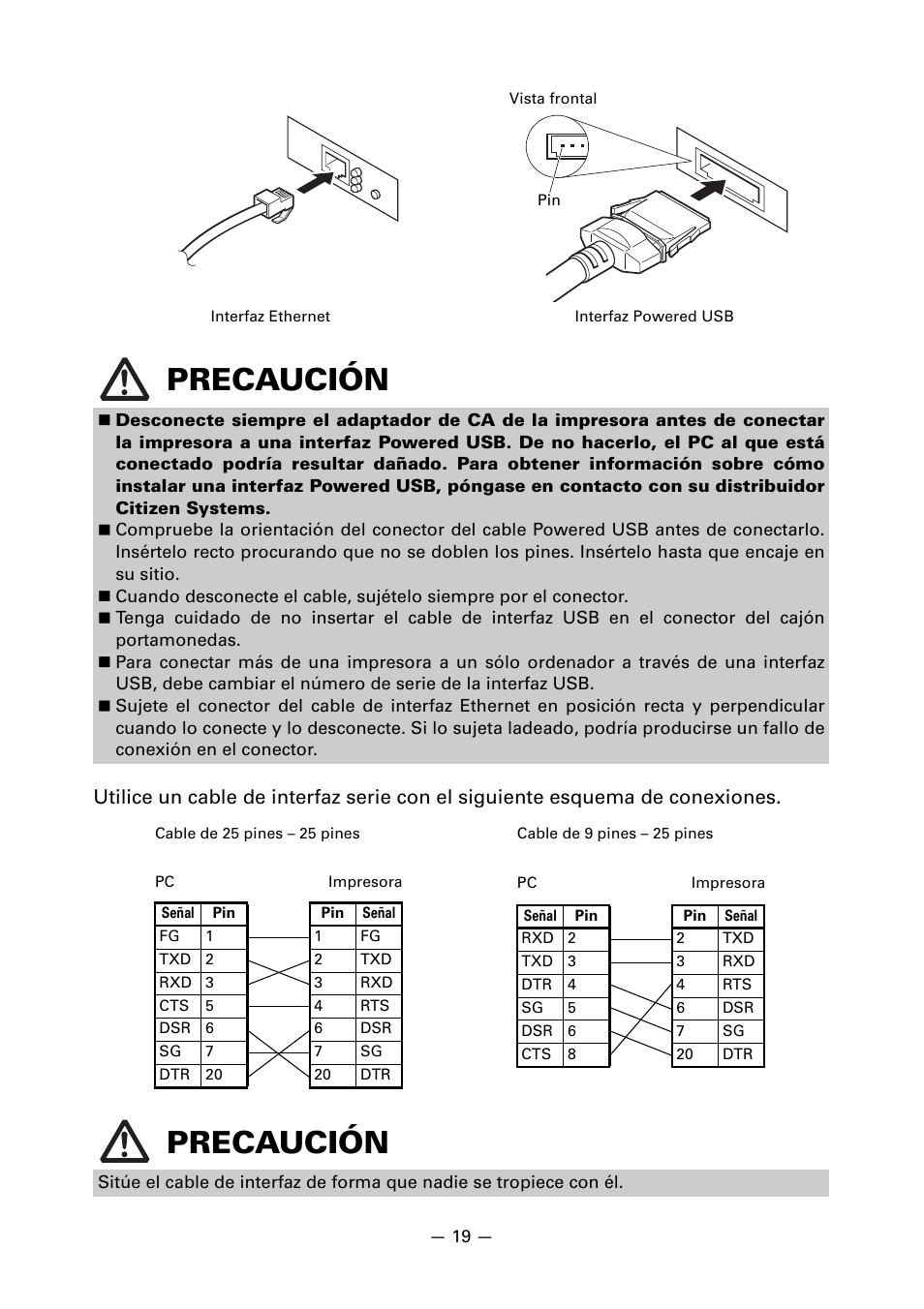 Precaución | CITIZEN CT-S651 User Manual | Page 202 / 228