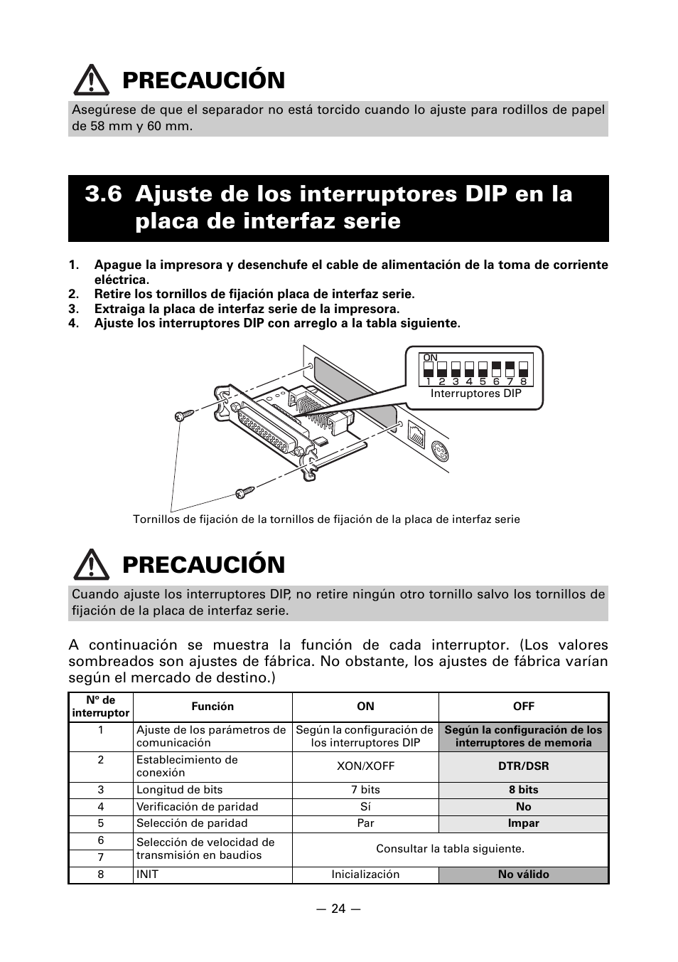 Precaución | CITIZEN CT-S651 User Manual | Page 207 / 228