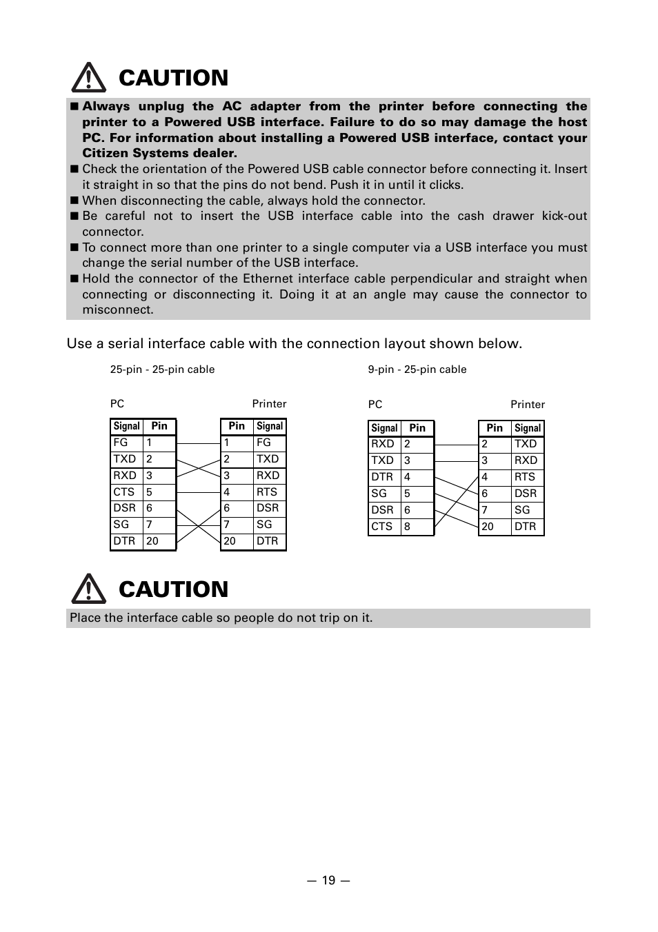 Caution | CITIZEN CT-S651 User Manual | Page 23 / 228