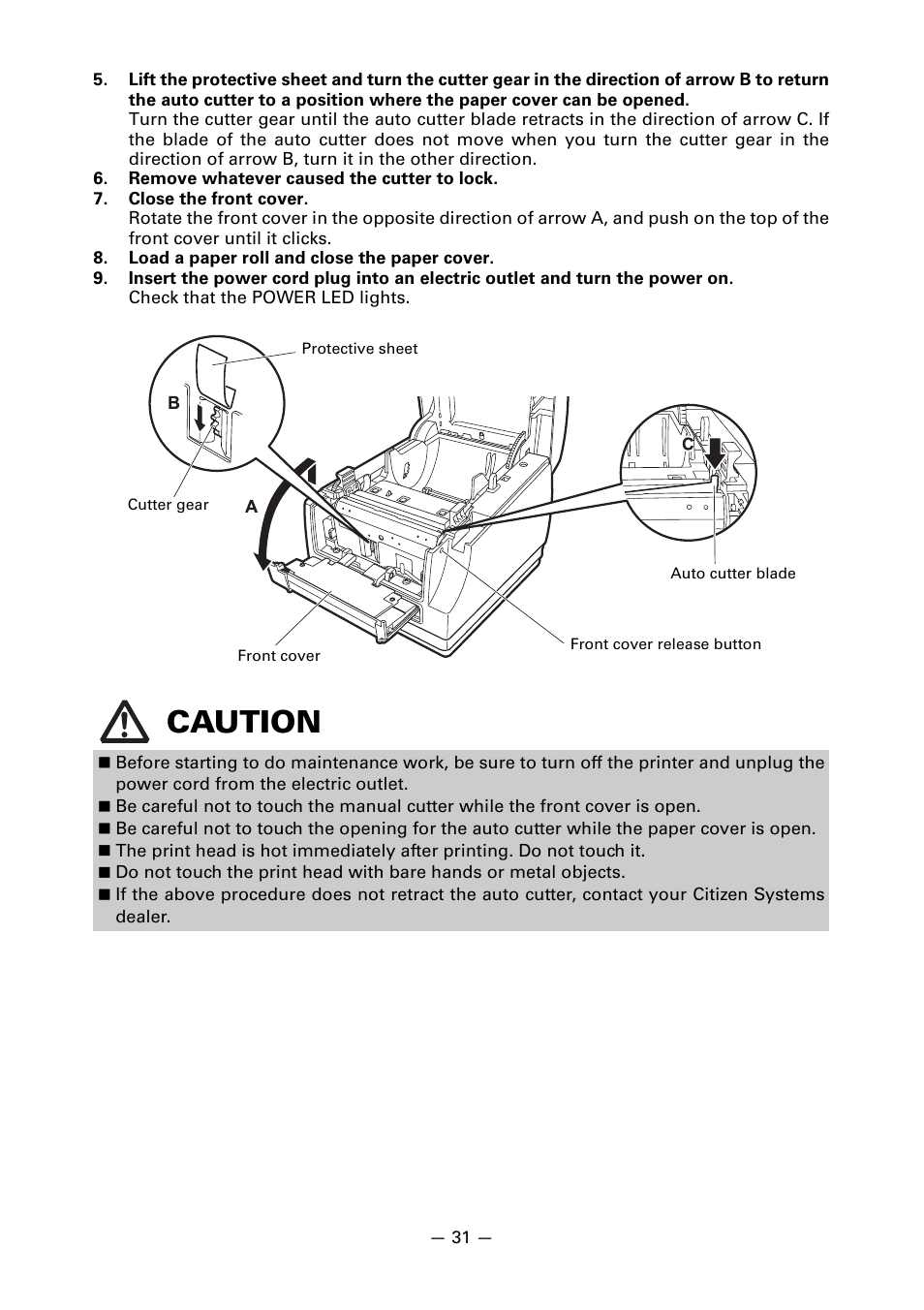 Caution | CITIZEN CT-S651 User Manual | Page 35 / 228