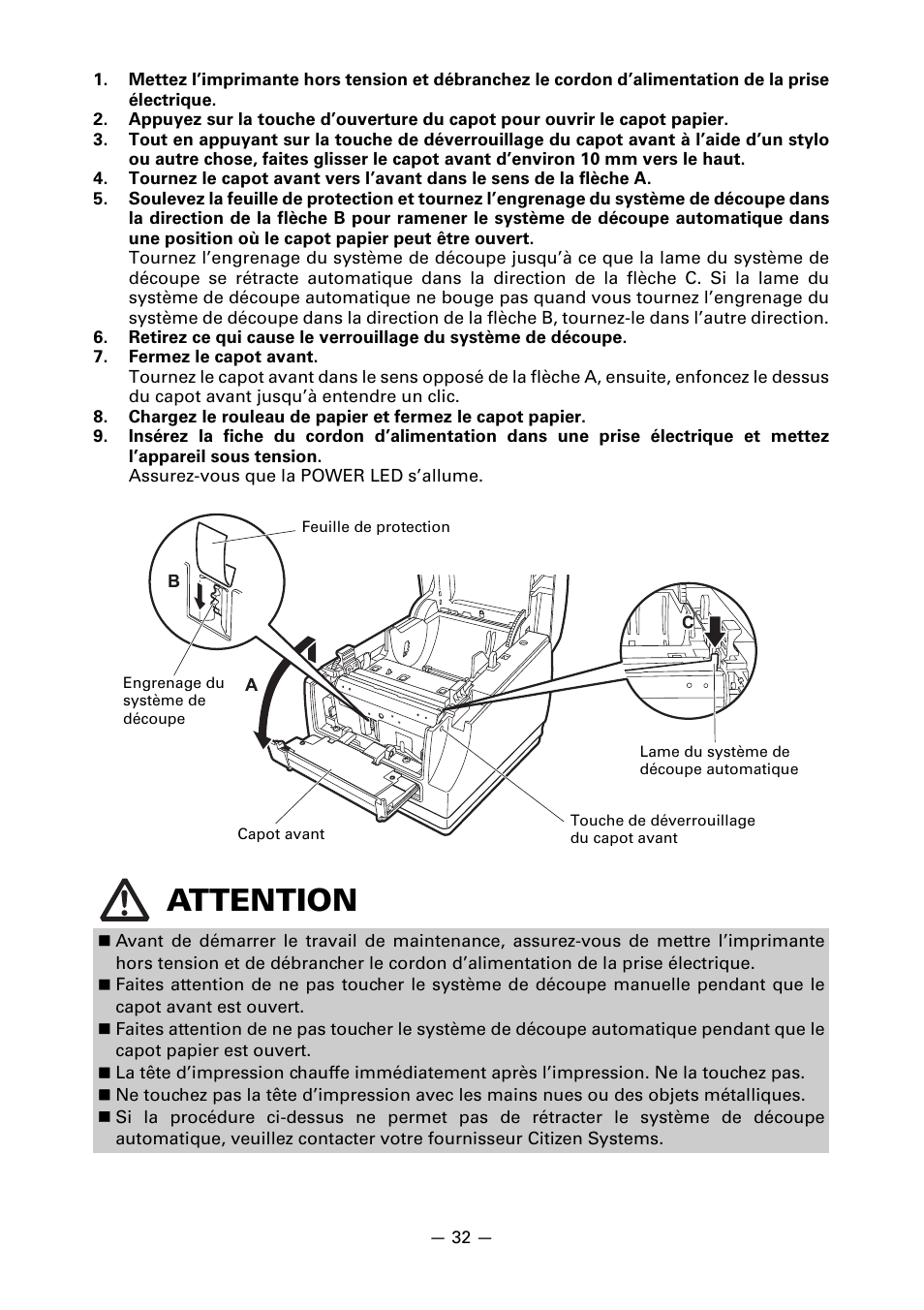 Attention | CITIZEN CT-S651 User Manual | Page 79 / 228