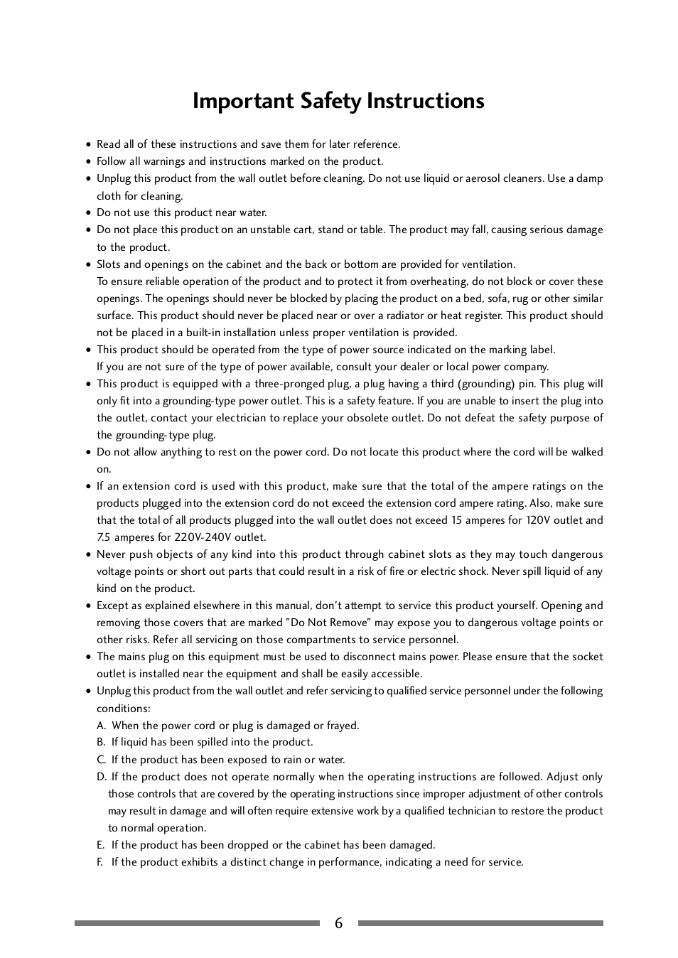 Important safety instructions | CITIZEN CLP-521 User Manual | Page 6 / 54