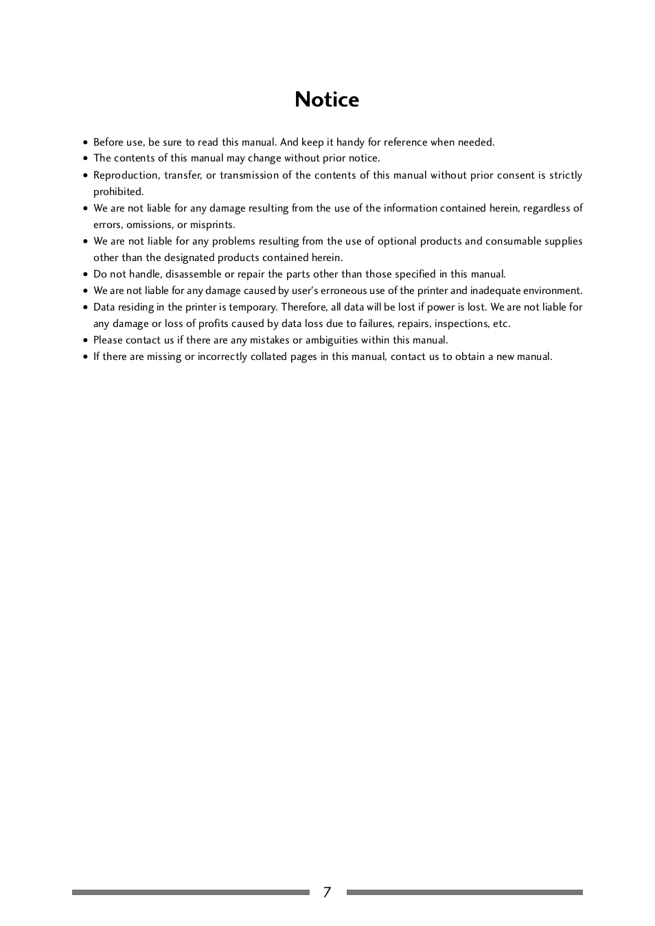 Notice | CITIZEN CLP-521 User Manual | Page 7 / 54