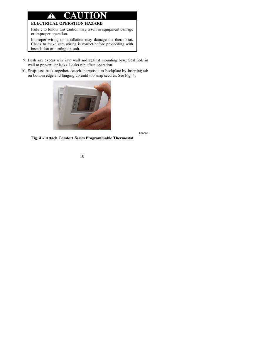 Caution | Carrier PTACSTAT-NP-HP User Manual | Page 10 / 32