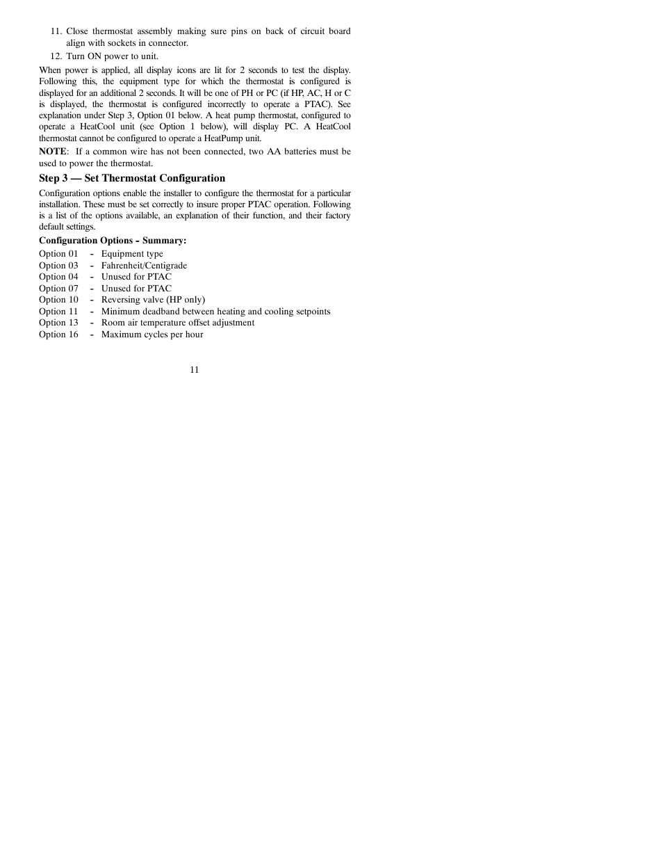 Carrier PTACSTAT-NP-HP User Manual | Page 11 / 32