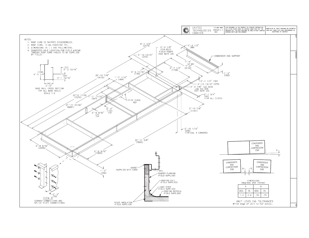 Certified roof curb dimension print | Carrier 50JB044 User Manual | Page 10 / 11