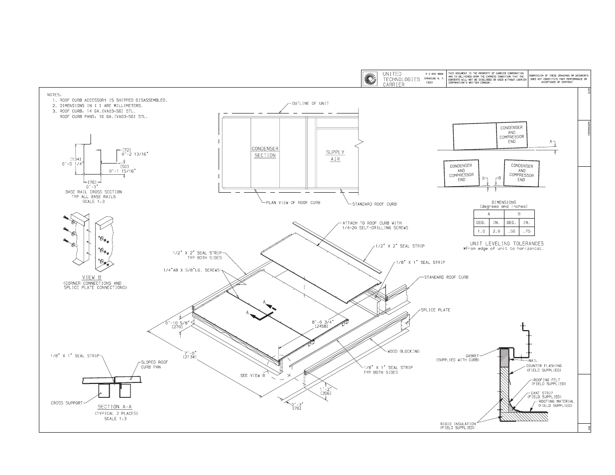 Certified accessory roof curb dimension print | Carrier 50JB044 User Manual | Page 11 / 11