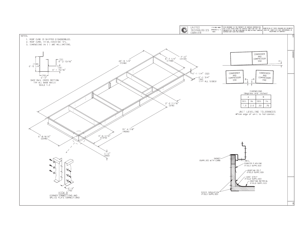 Certified roof curb dimension print | Carrier 50JB044 User Manual | Page 8 / 11