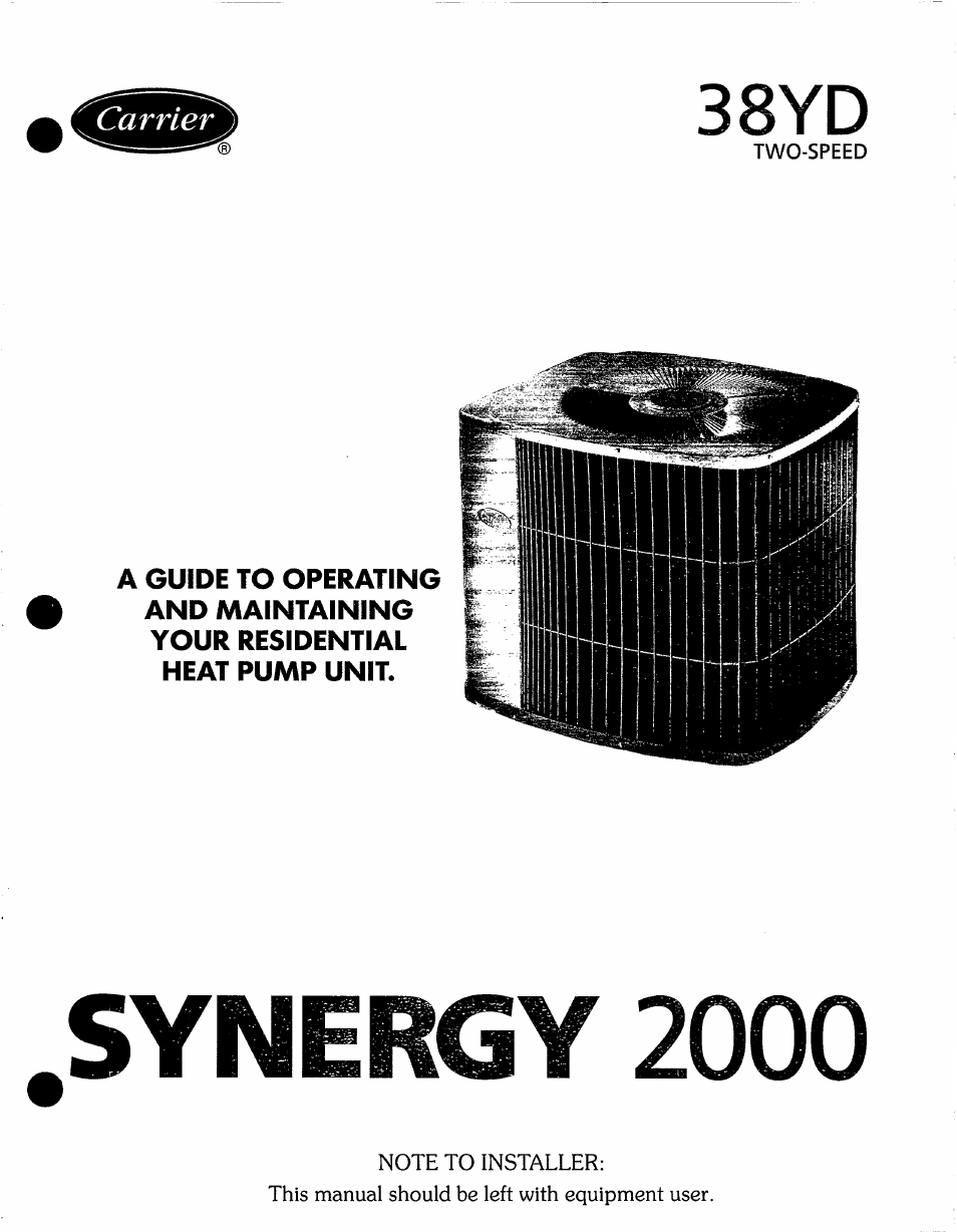 Carrier SYNERGY 38YD User Manual | 9 pages