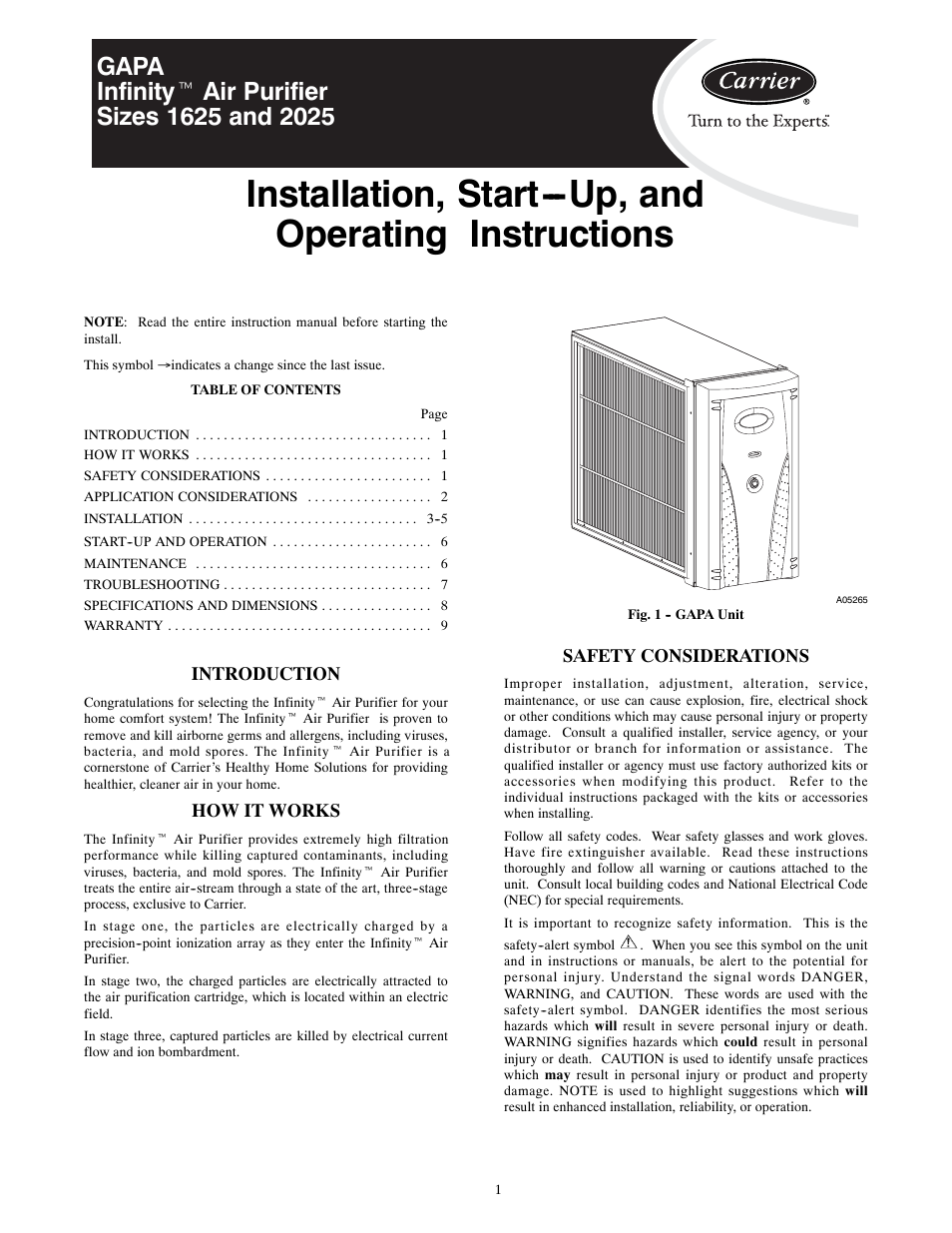 Carrier INFINITY 2025 User Manual | 10 pages