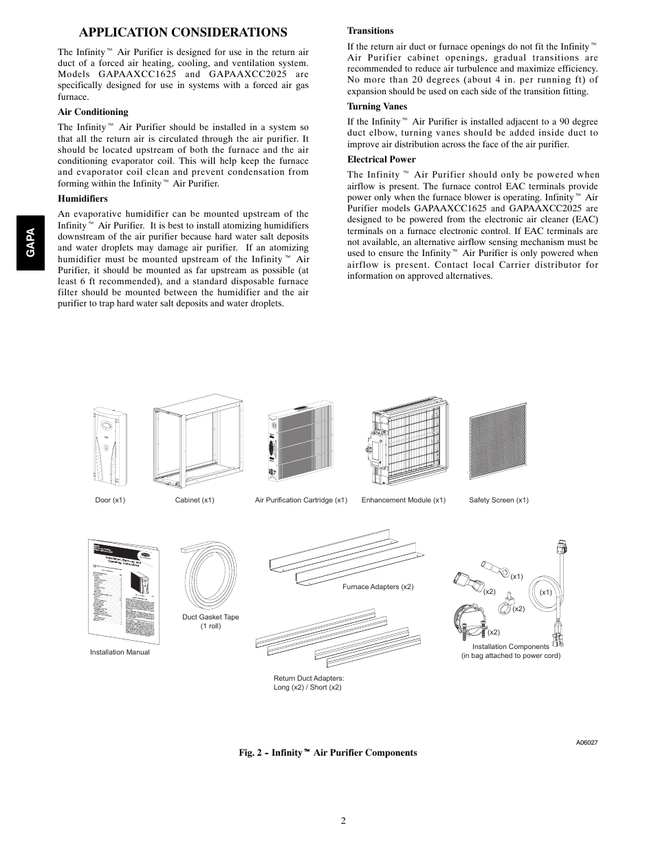 Application considerations | Carrier INFINITY 2025 User Manual | Page 2 / 10