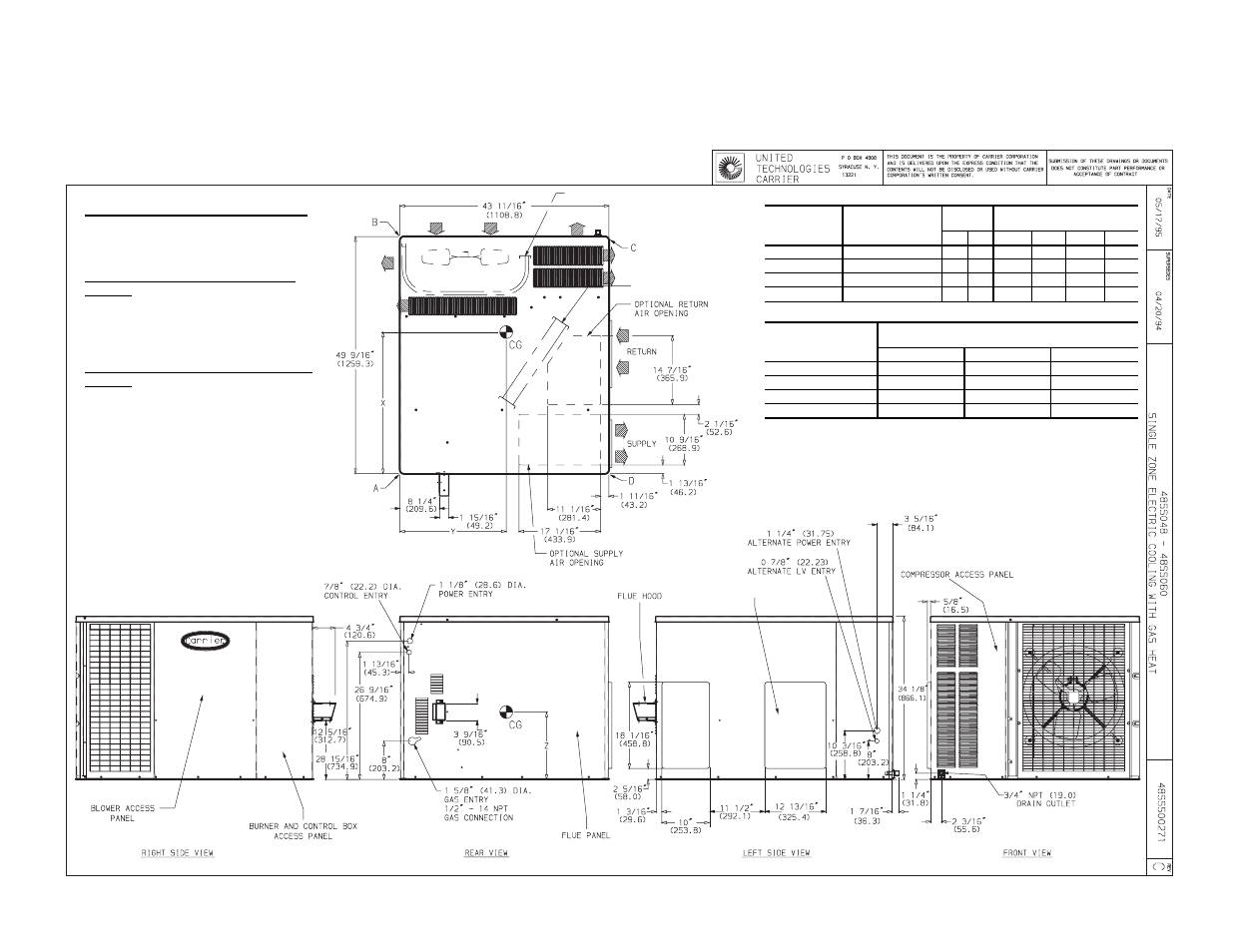 Certified dimension print | Carrier 48SS036 User Manual | Page 5 / 8