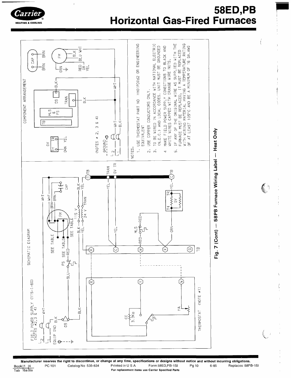 58ed,pb horizontal gas-fired furnaces | Carrier 580PB User Manual | Page 10 / 18