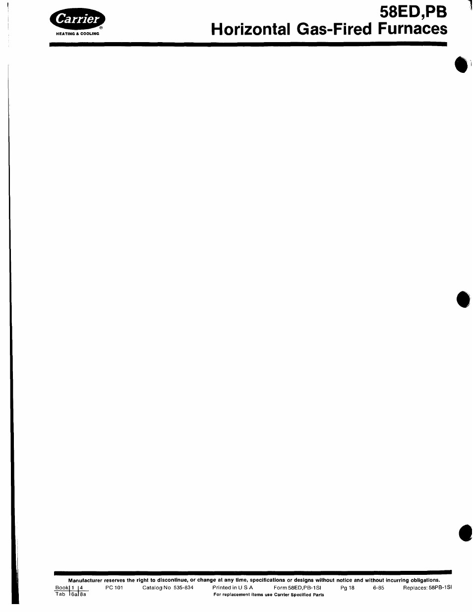 58ed,pb horizontal gas-fired furnaces | Carrier 580PB User Manual | Page 18 / 18