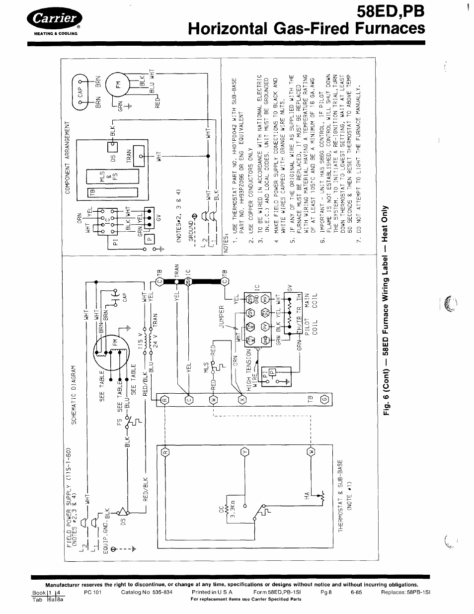 58ed,pb horizontal gas-fired furnaces | Carrier 580PB User Manual | Page 8 / 18