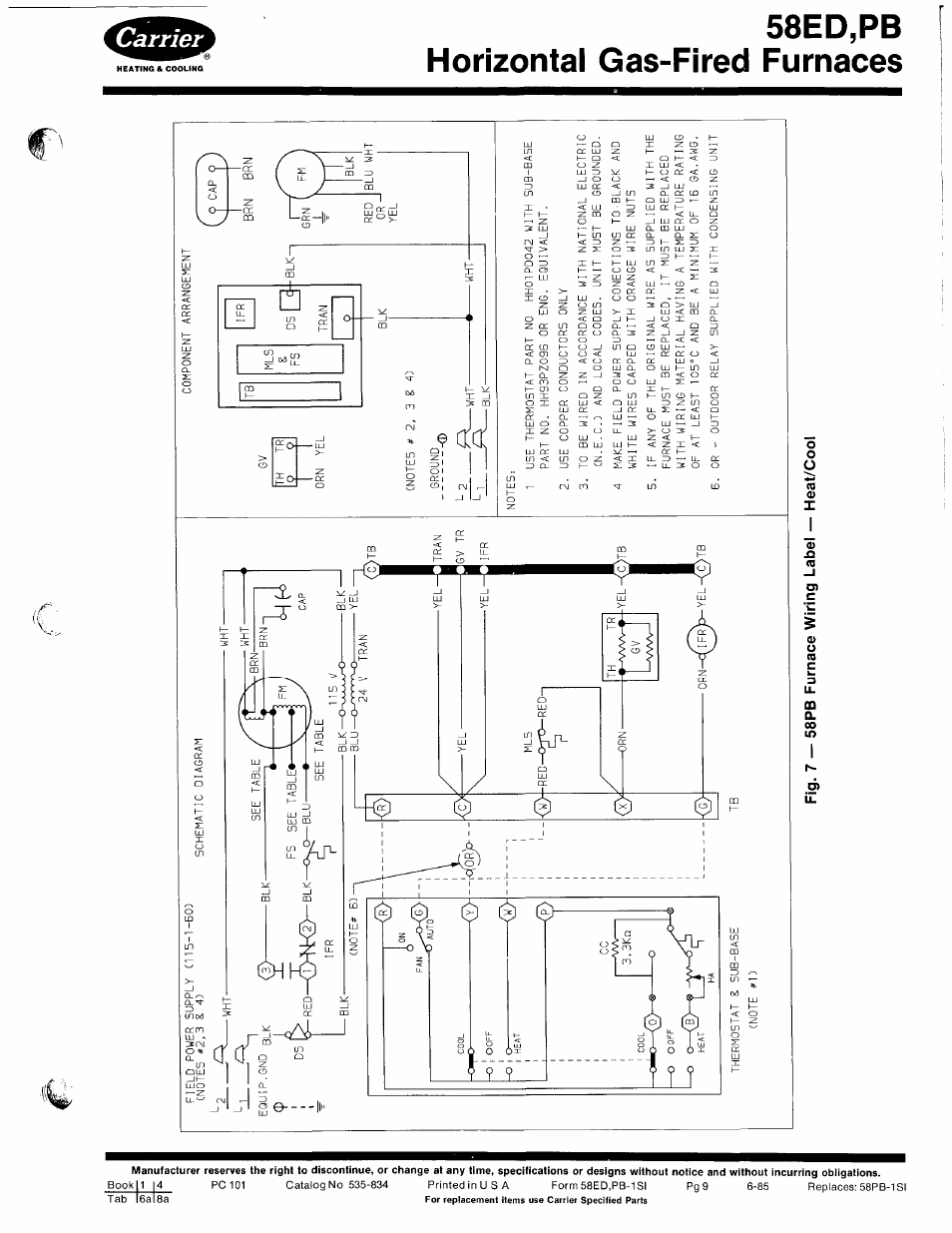 58ed,pb horizontal gas-fired furnaces | Carrier 580PB User Manual | Page 9 / 18