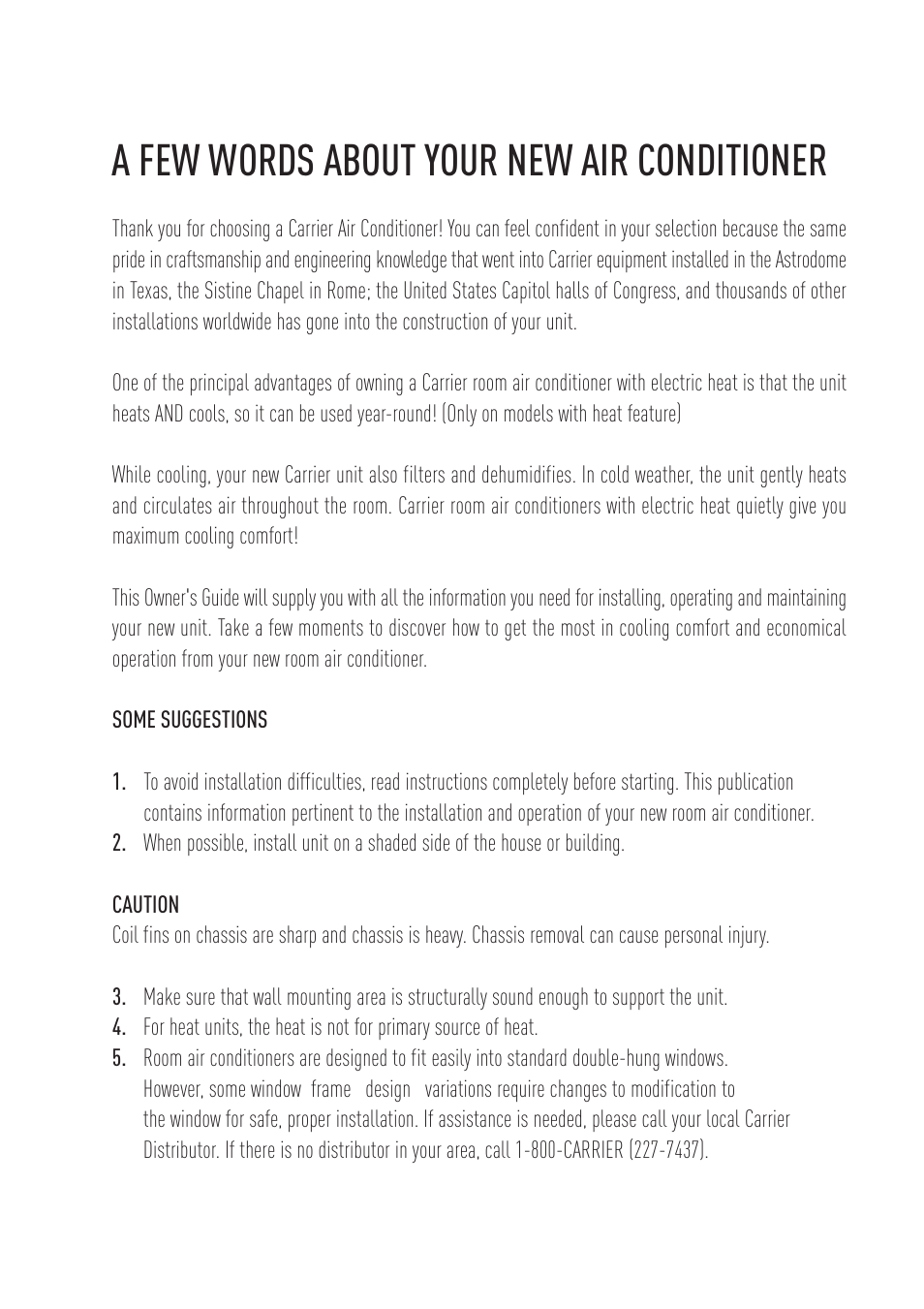 A few words about your new air conditioner | Carrier ZC User Manual | Page 2 / 28